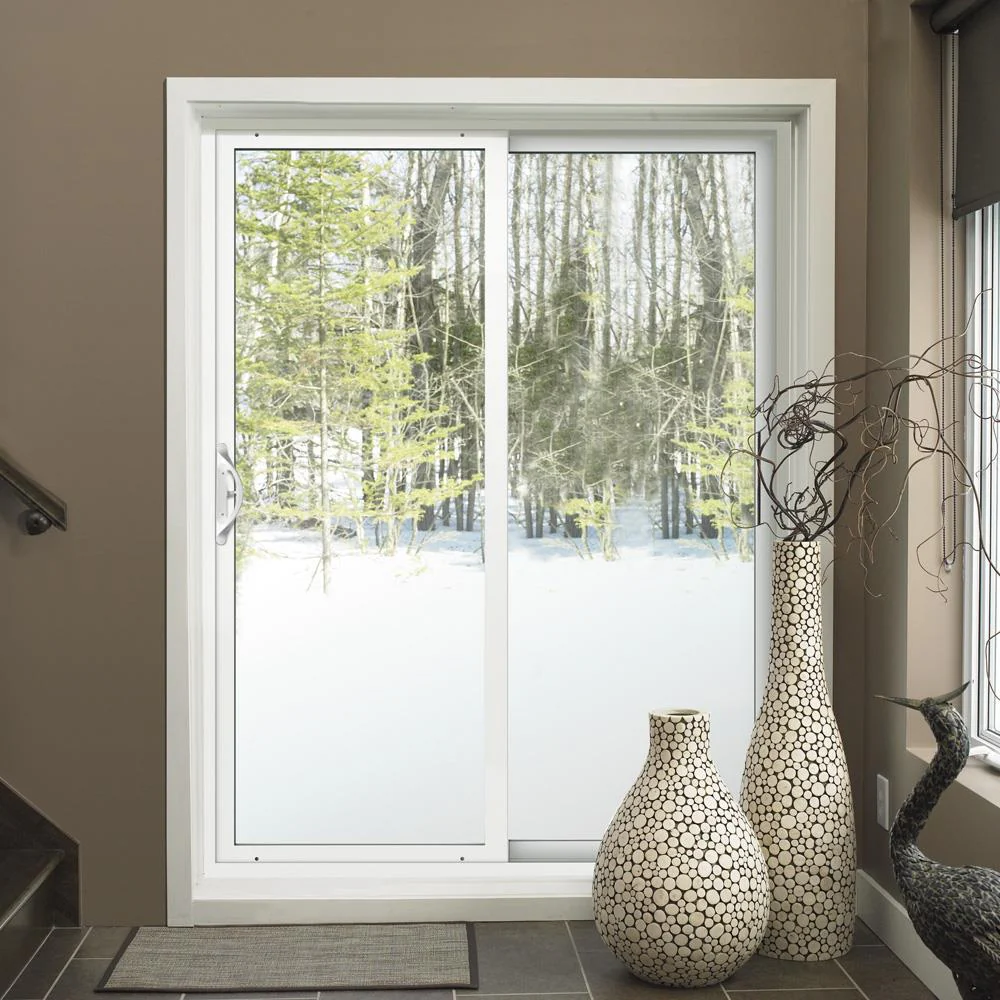 JELD-WEN V-2500 96-in x 80-in x 4-9/16-in Jamb White Vinyl Right-Hand Sliding Double Patio Door with Low-E Glass, Screen Included - Image 8