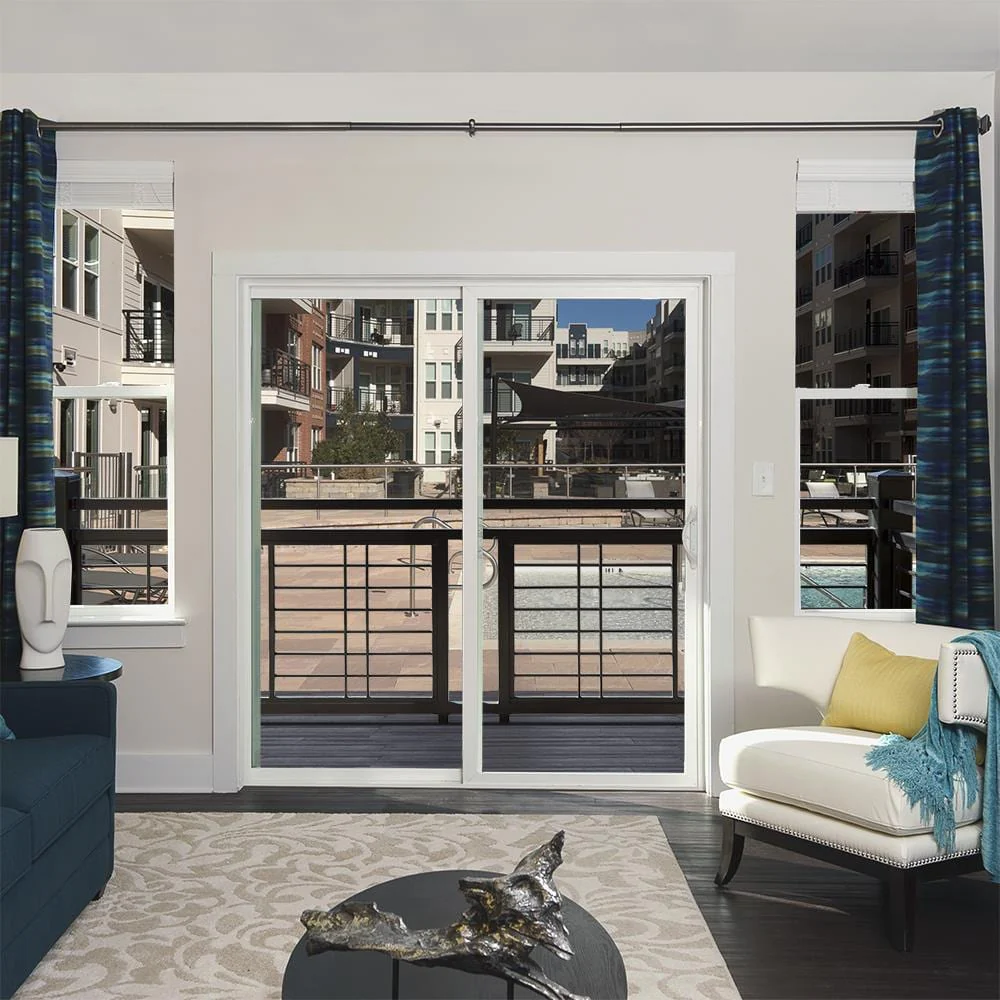 JELD-WEN V-4500 60-in x 80-in 4-9/16-in Low-E Argon White Vinyl Left-Hand Sliding Double Patio Door, Screen Included - Image 2
