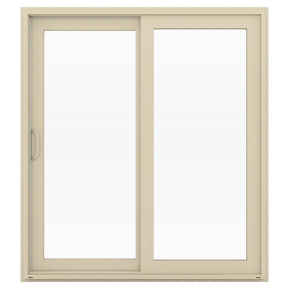 JELD‑WEN V‑4500 72-in x 80-in x 4-9/16-in Almond Vinyl Sliding Patio Door, Left-Hand, Low‑E Argon Glass, Screen Included