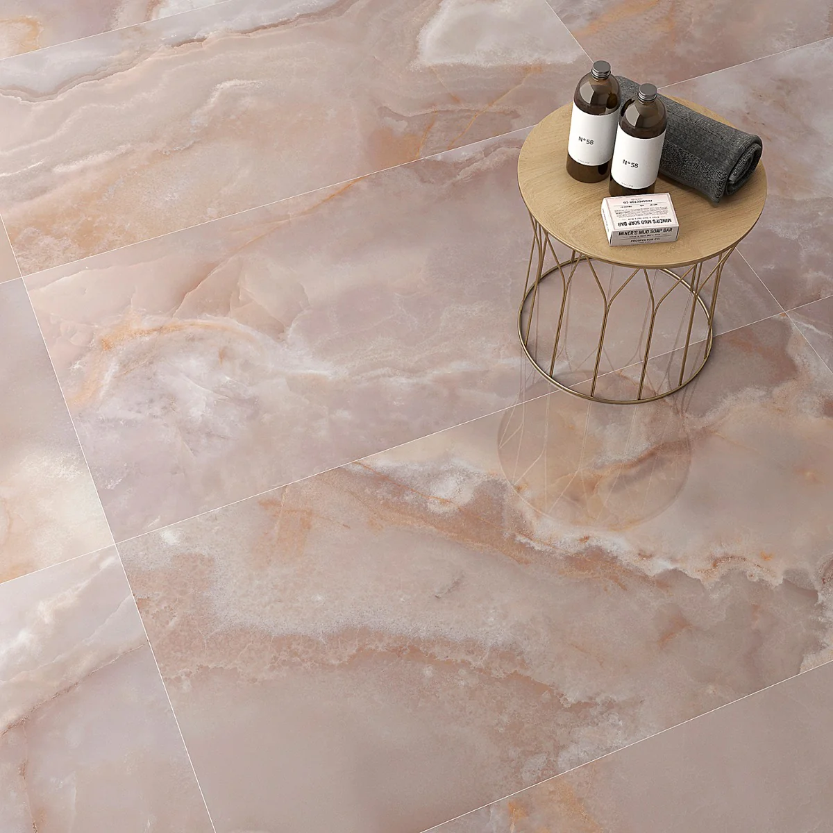 Jewel Onyx Coral Pink 24x48 Polished Porcelain Tile by Lux Tile