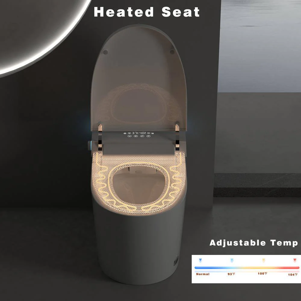 JimsMaison Elongated Bidet Toilet 1.28 GPF with Auto Flush, Heated Seat in White - Image 6