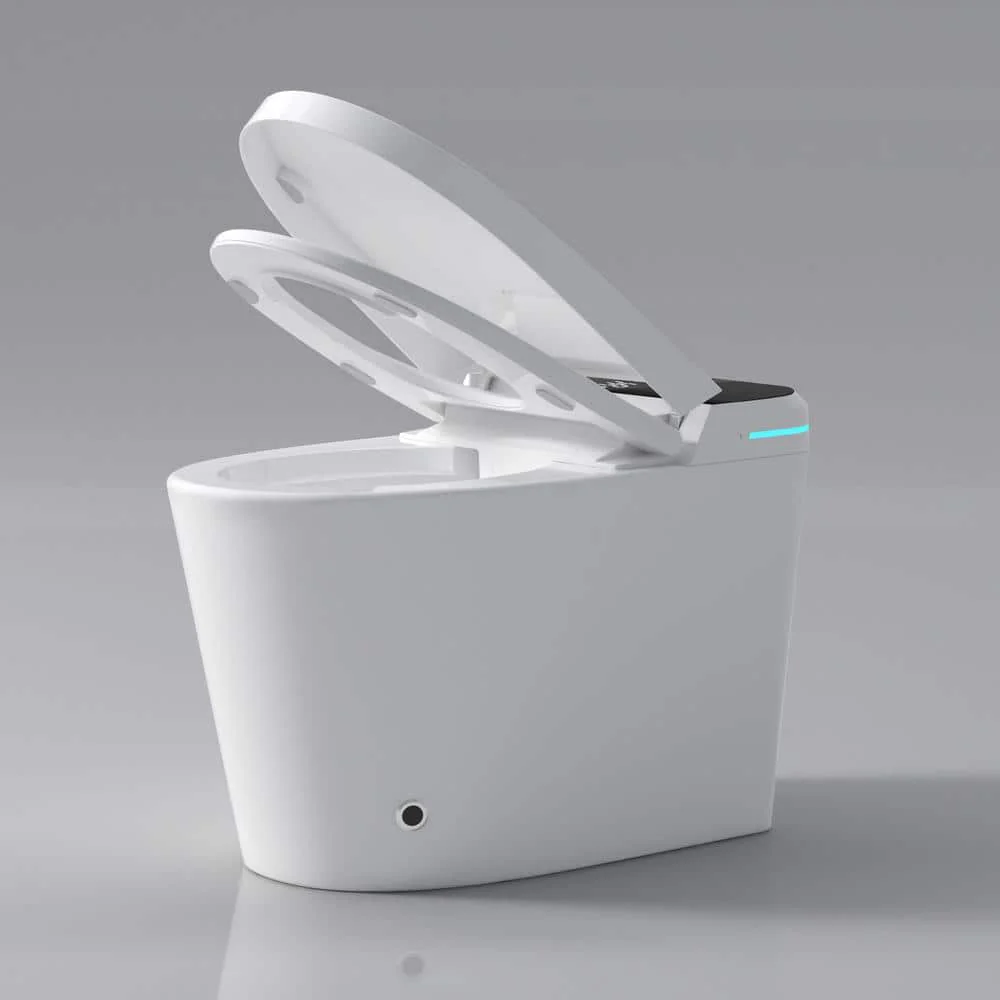 JimsMaison Elongated Bidet Toilet 1.28 GPF with LED Display & Warm Water in White - Image 4