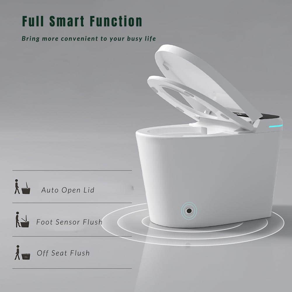 JimsMaison Elongated Bidet Toilet 1.28 GPF with LED Display & Warm Water in White - Image 8