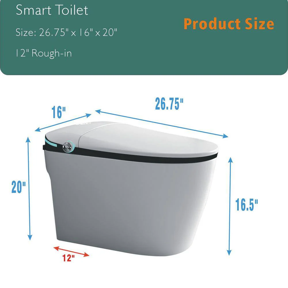 JimsMaison Elongated Bidet Toilet with LED Display and Heated Seat - Image 2