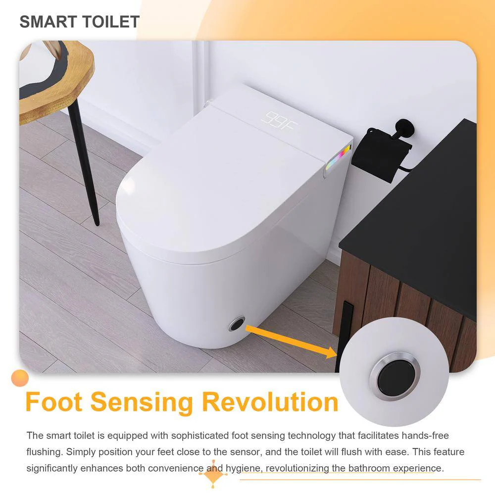 JimsMaison Elongated Smart Bidet Toilet 1.19 GPF with Foot Sensing and Auto Flushing - Image 6