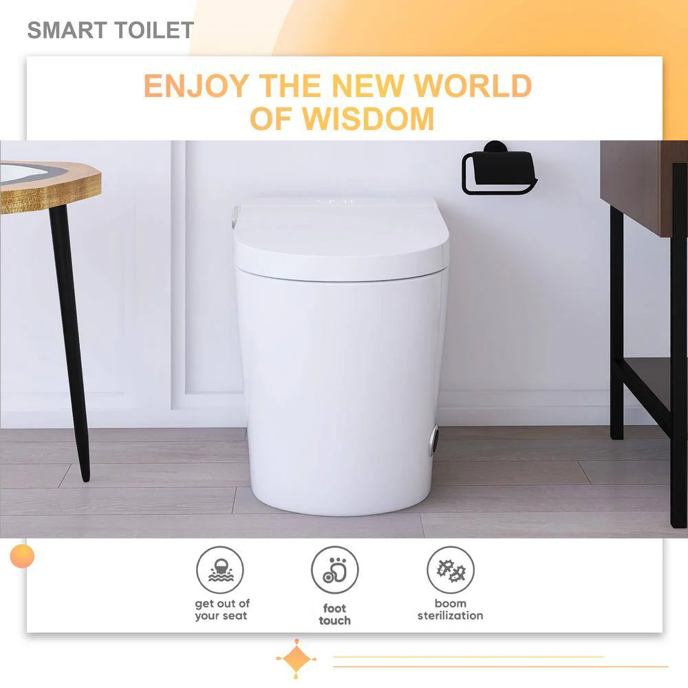 JimsMaison Elongated Smart Bidet Toilet 1.19 GPF with Foot Sensing and Auto Flushing - Image 8
