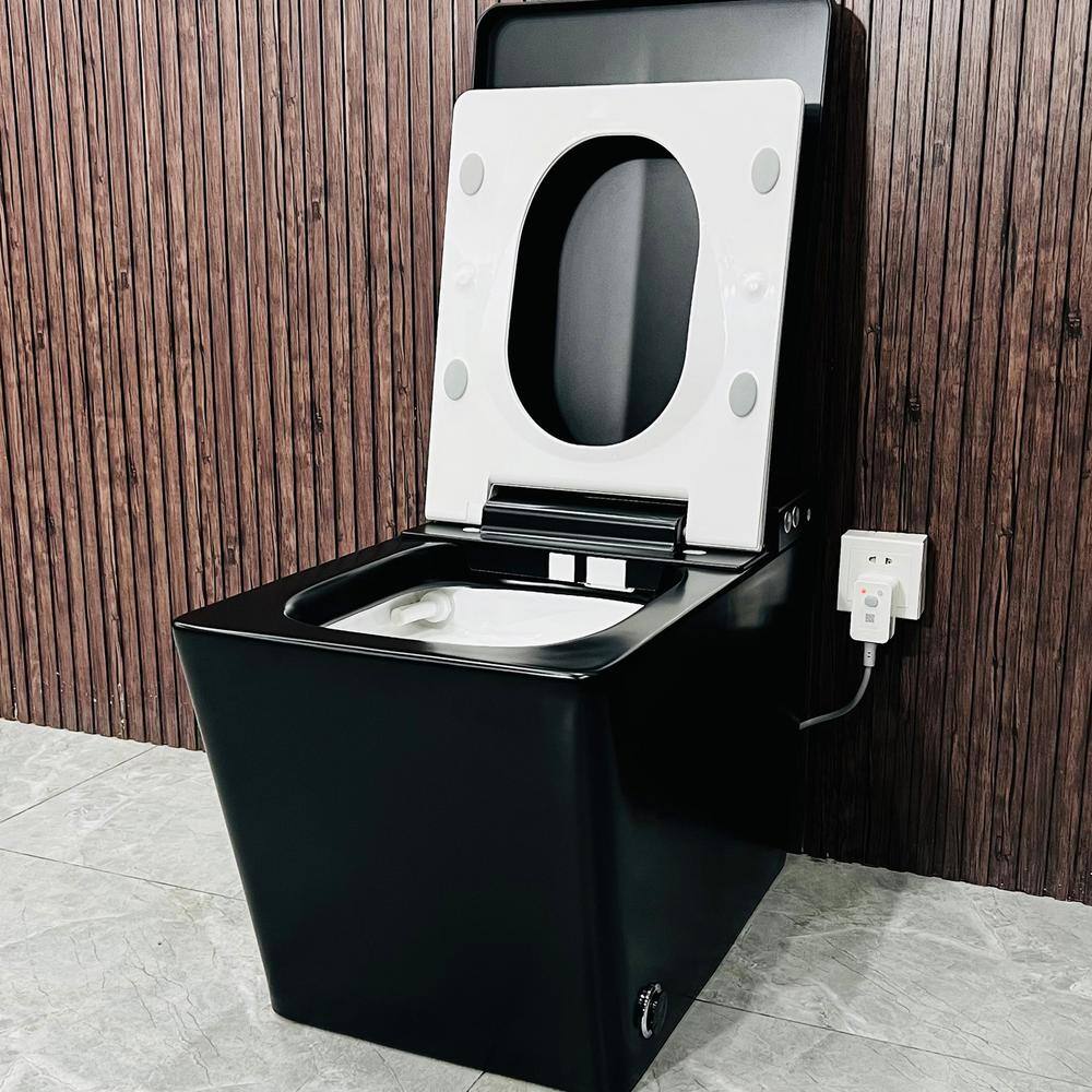 JimsMaison Square Bidet Toilet 1.28 GPF Matte Black with Auto Flush and Heated Seat - Image 3