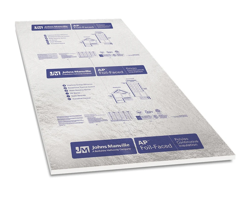 Johns Manville AP Foil R-6.0, 1-in x 4-ft x 8-ft Polyisocyanurate Faced Board Insulation