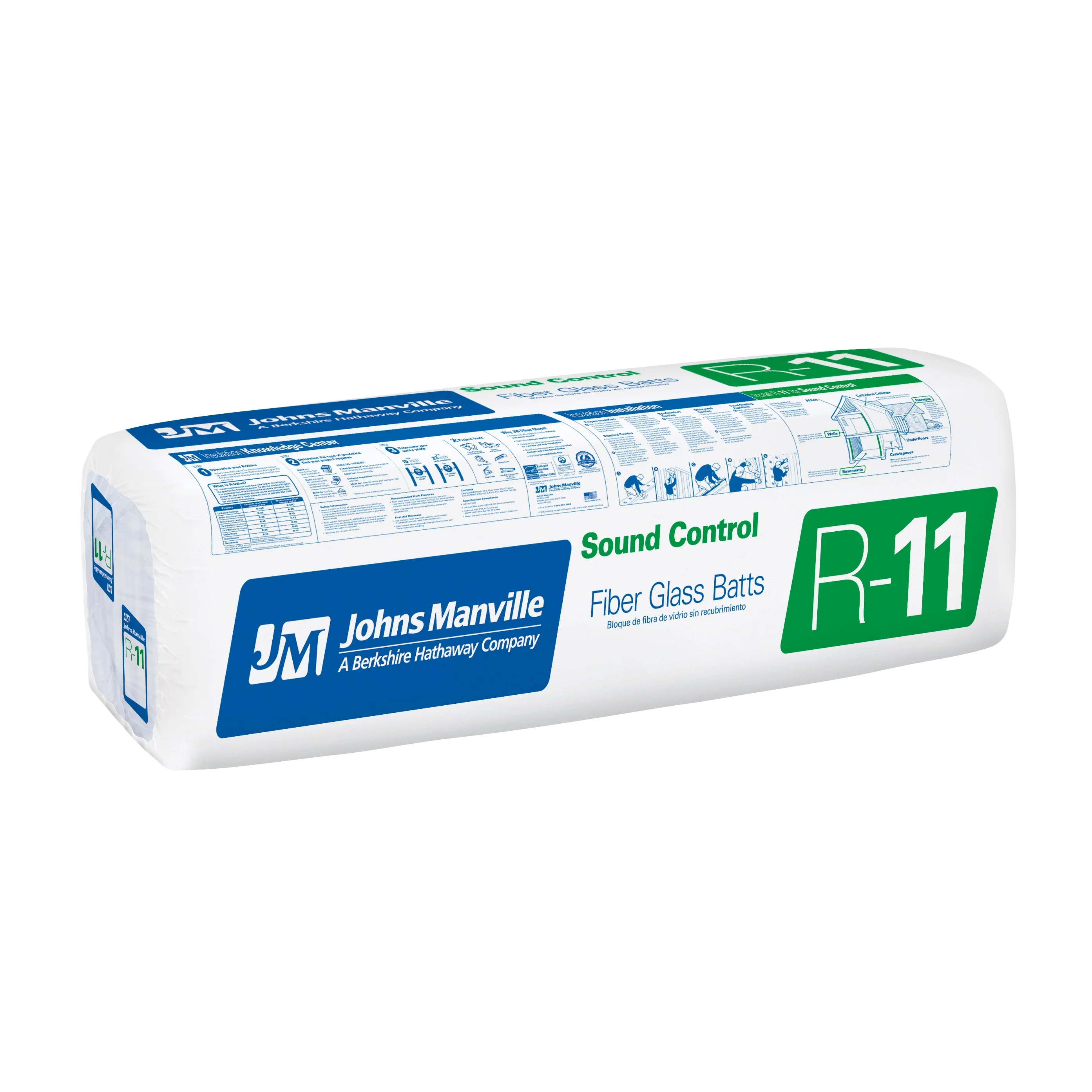 Johns Manville R-11 Unfaced Fiberglass Batt Wall Insulation, 175-sq ft Coverage (15-in W x 105-in L)