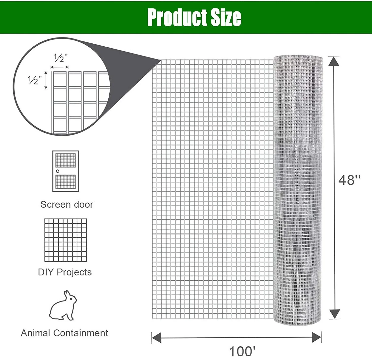 Kahomvis 19-Gauge 100x4 ft Galvanized Hardware Cloth Fencing - Image 4