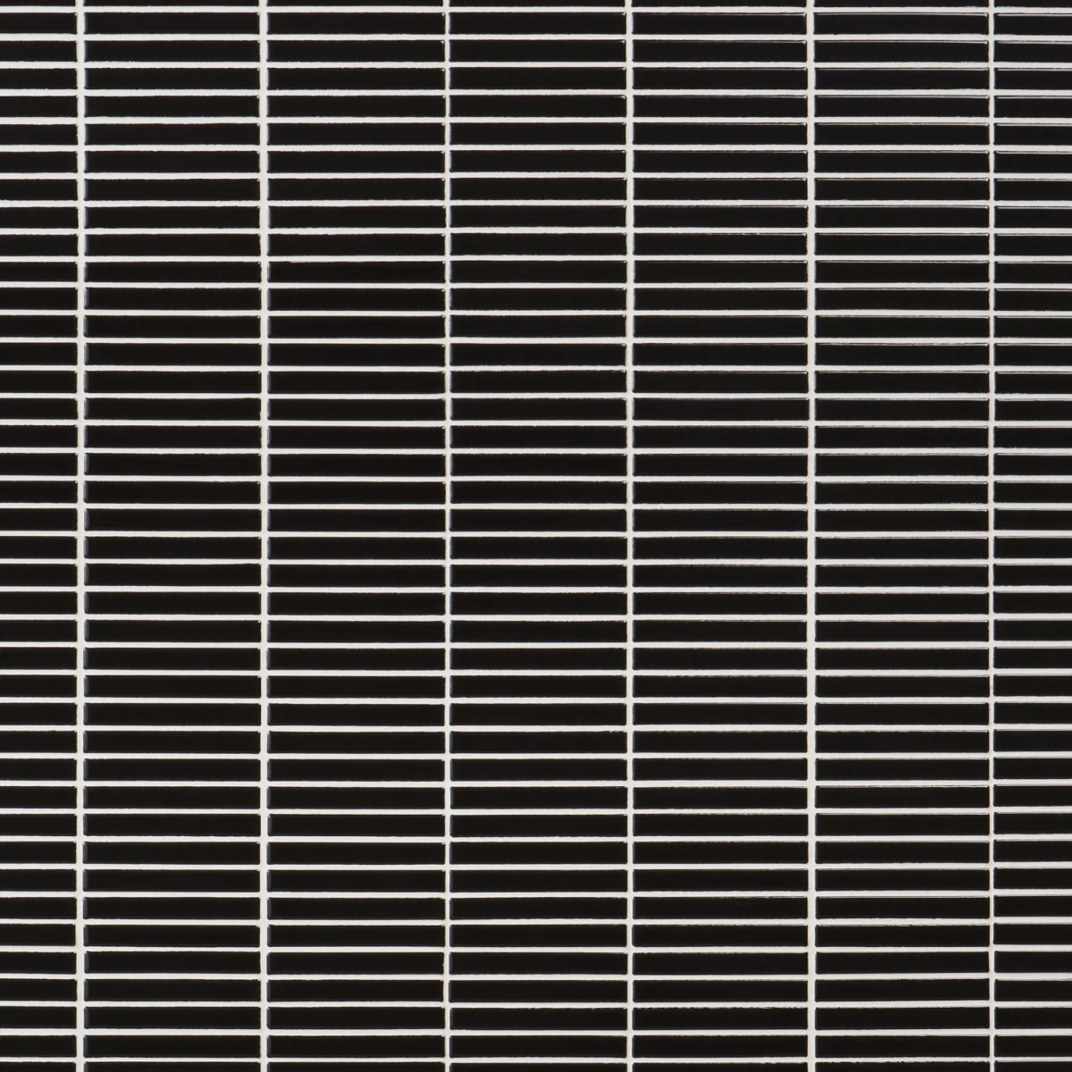 Kai Black Glossy Porcelain Mosaic Tile - 1x4" Tri-Stacked - Image 5
