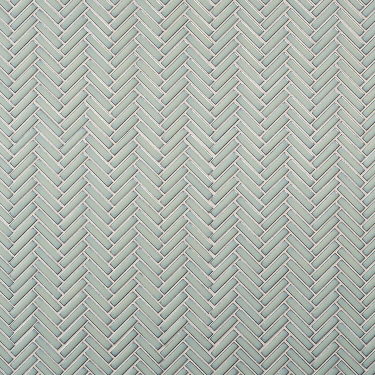 Kai Mint Green 1x2" Herringbone Glossy Porcelain Mosaic Tile - Image 5