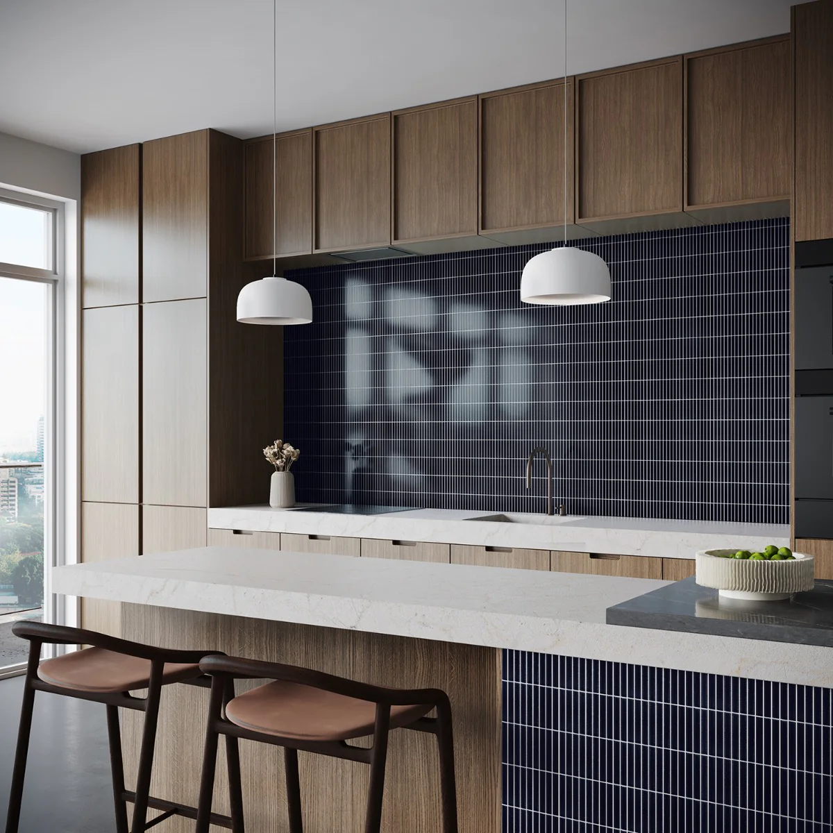 Kai Royal Blue 1x4" Crackled Glossy Porcelain Mosaic Tile - Lux Tile - Image 4