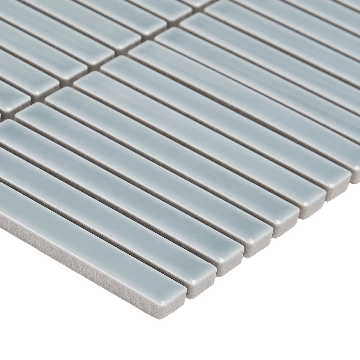 Kai Sky Blue 1x4" Tri-Stacked Glossy Porcelain Mosaic Tile - Image 8