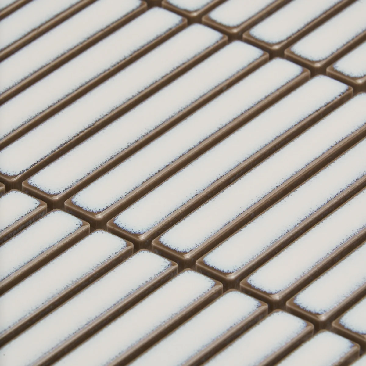 Kai Snow White 1x4" Tri-Stacked Glossy Porcelain Mosaic Tile - Image 3