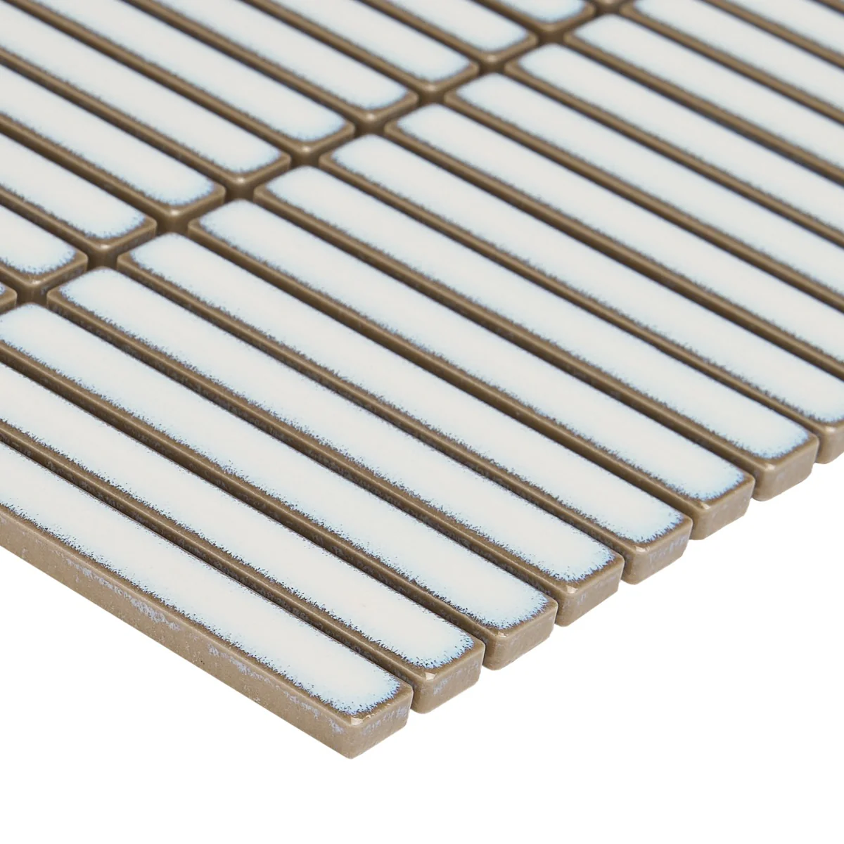 Kai Snow White 1x4" Tri-Stacked Glossy Porcelain Mosaic Tile - Image 8