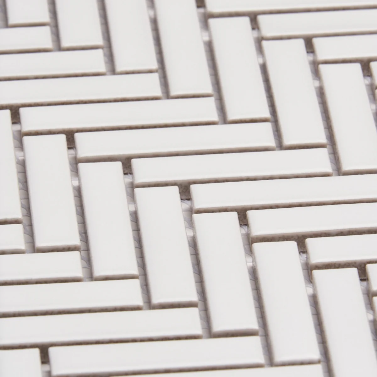 Kai White 1x2" Herringbone Matte Porcelain Mosaic Tile by Lux Tile - Image 3