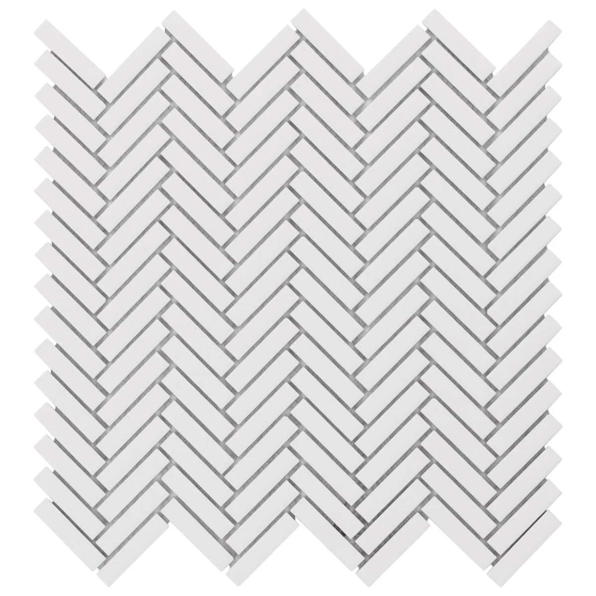 Kai White 1x2" Herringbone Matte Porcelain Mosaic Tile by Lux Tile - Image 9