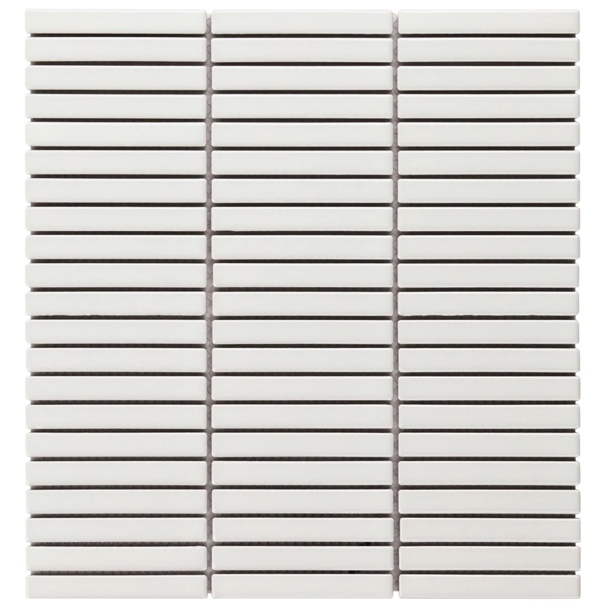 Kai White Glossy Porcelain Mosaic Tile - 1x4" Tri-Stacked Design - Image 9
