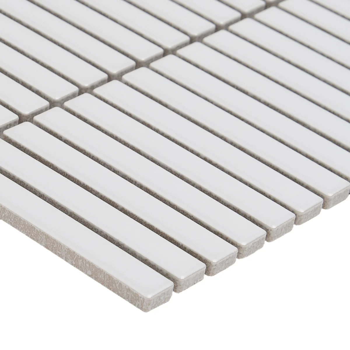 Kai White Matte Porcelain Mosaic Tile - 1x4" Tri-Stacked Design - Image 8