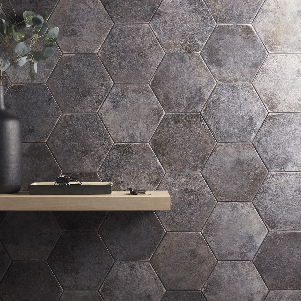 Kalay Antracite Gray 9" Hexagon Polished Porcelain Tile - Image 5