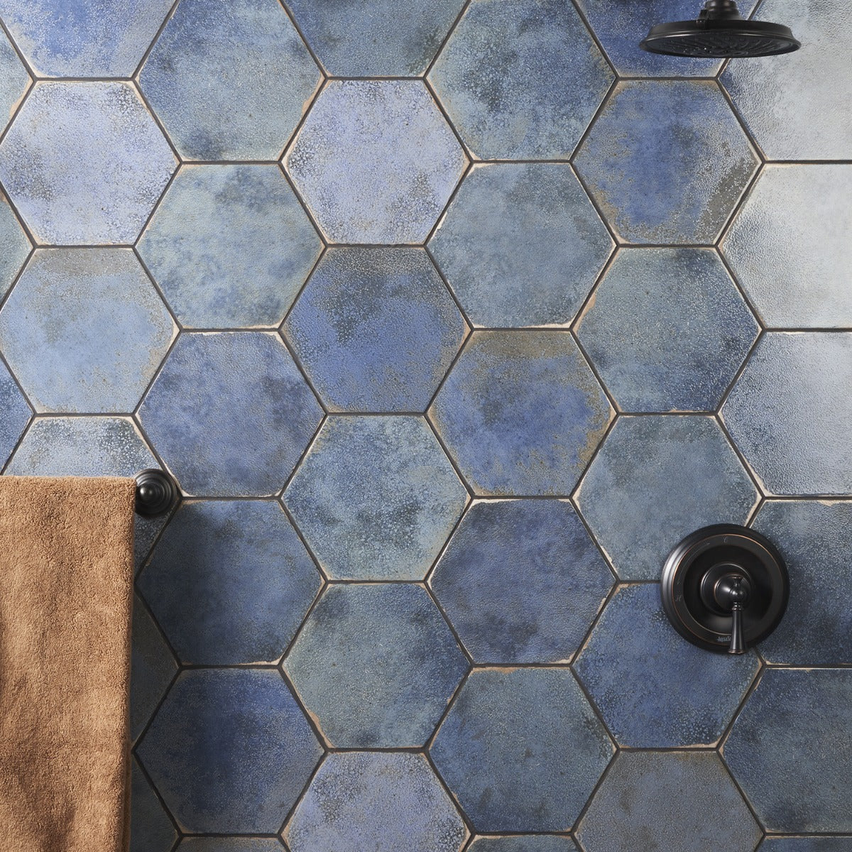 Kalay Blue 9" Hexagon Polished Porcelain Tile - Lux Tile - Image 5