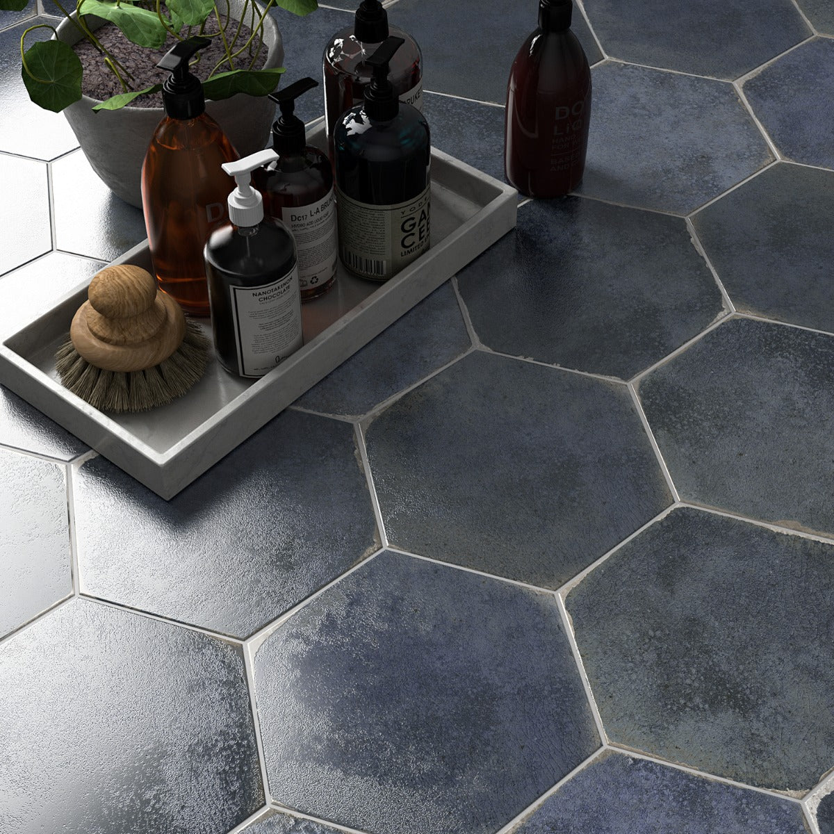 Kalay Blue 9" Hexagon Polished Porcelain Tile - Lux Tile - Image 8
