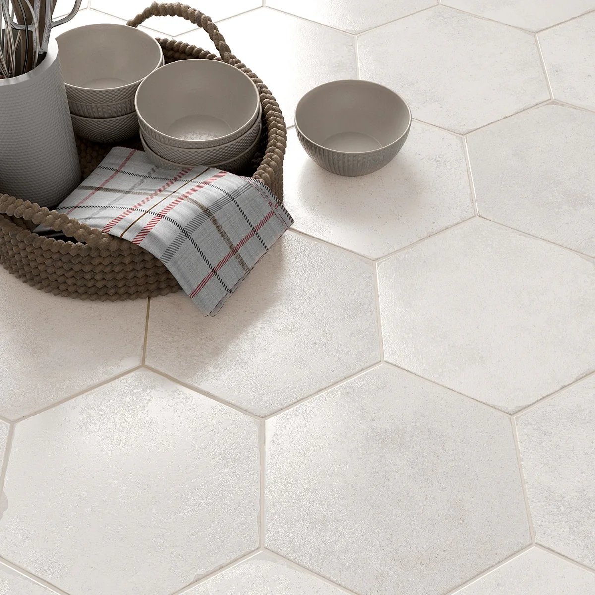 Kalay White 9" Hexagon Polished Porcelain Tile - Lux Tile - Image 8