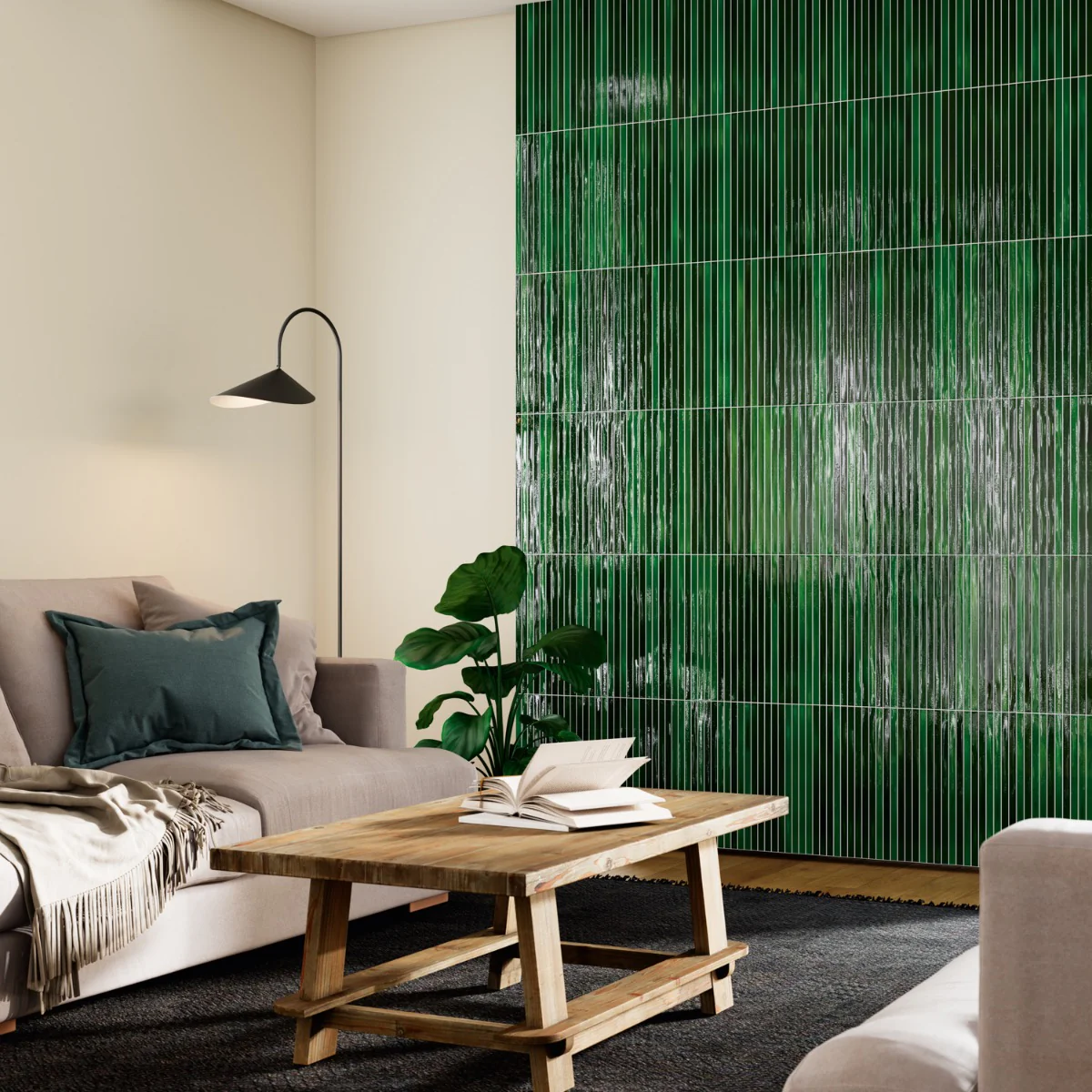 Kanbina Jungle Green 5x18 Crackled Glossy Ceramic Mosaic Tile - Image 2
