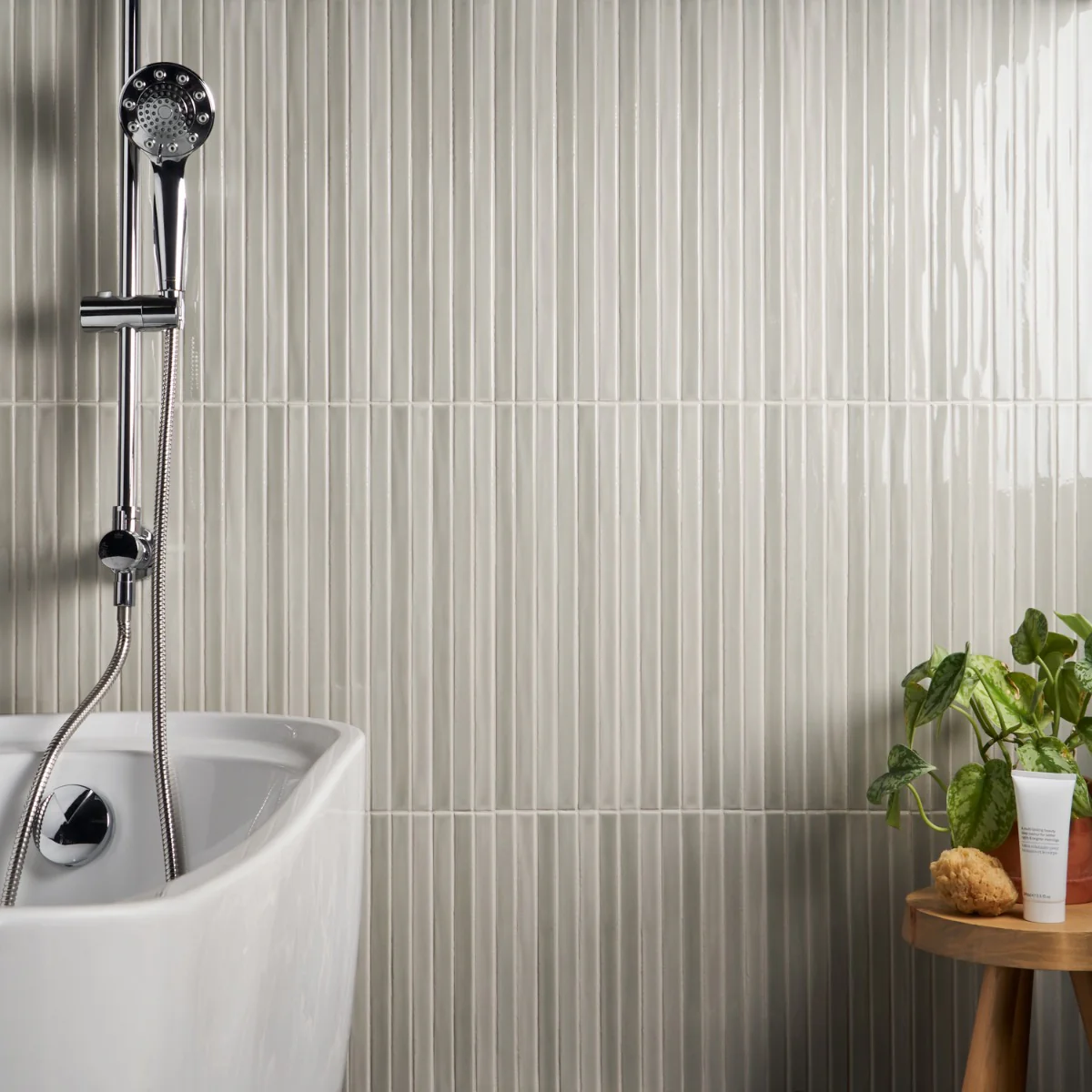 Kanbina Sage Gray 5x18 Glossy Ceramic Mosaic Tile - Image 4