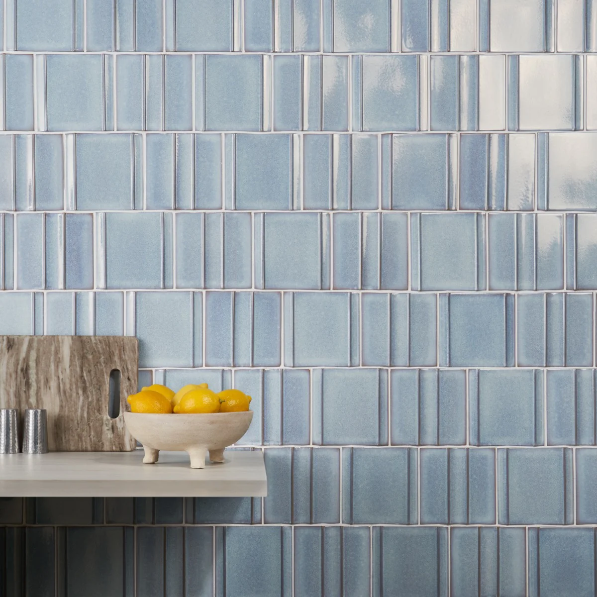 Kinro River Blue 6x6 3D Polished Porcelain Tile - Lux Tile