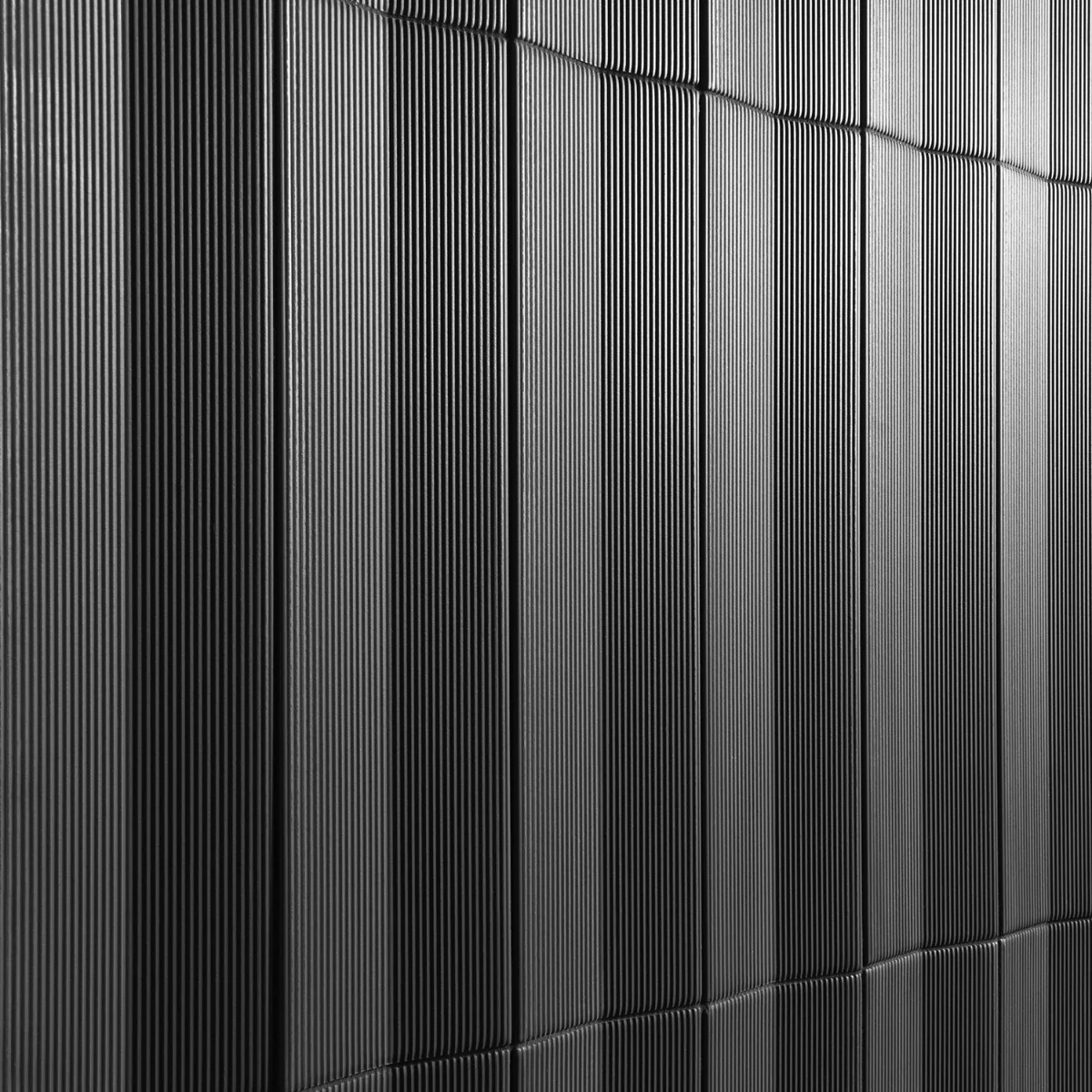 Kinzie Concave Charcoal Black 4x16 3D Matte Ceramic Tile - Image 6