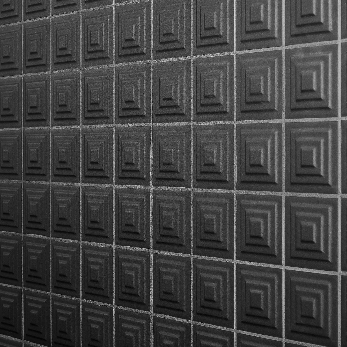 Kinzie Pyramid Charcoal Black 8x16 3D Matte Ceramic Tile by Lux Tile - Image 5
