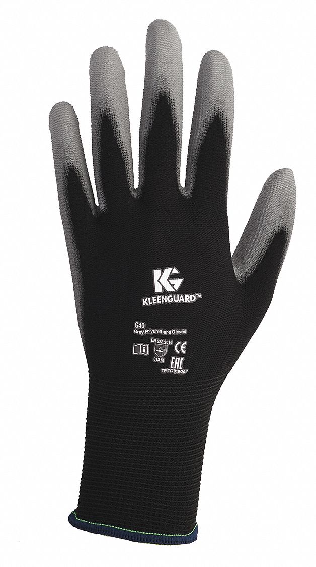 KLEENGUARD G40 Polyurethane-Coated Safety Gloves, Size M, 60-Pack