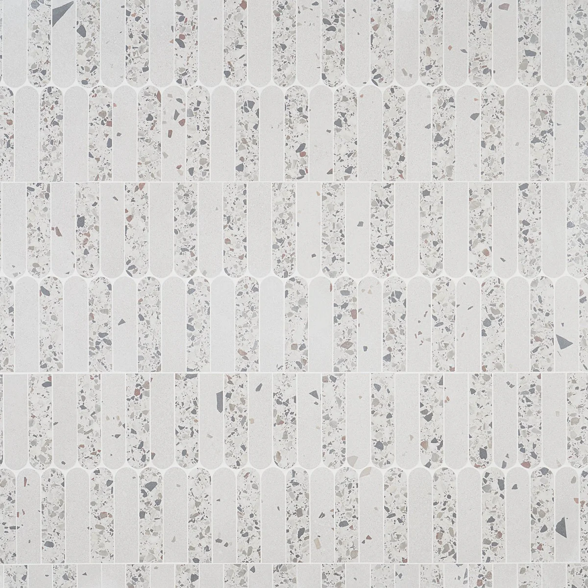 Kobe Fin Ice White Terrazzo Look Matte Porcelain Mosaic Tile - Image 2
