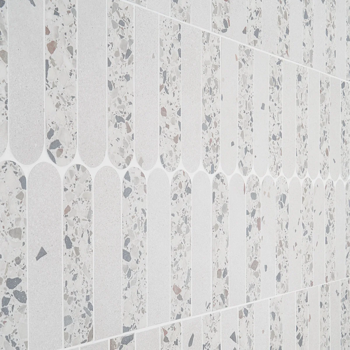 Kobe Fin Ice White Terrazzo Look Matte Porcelain Mosaic Tile - Image 5
