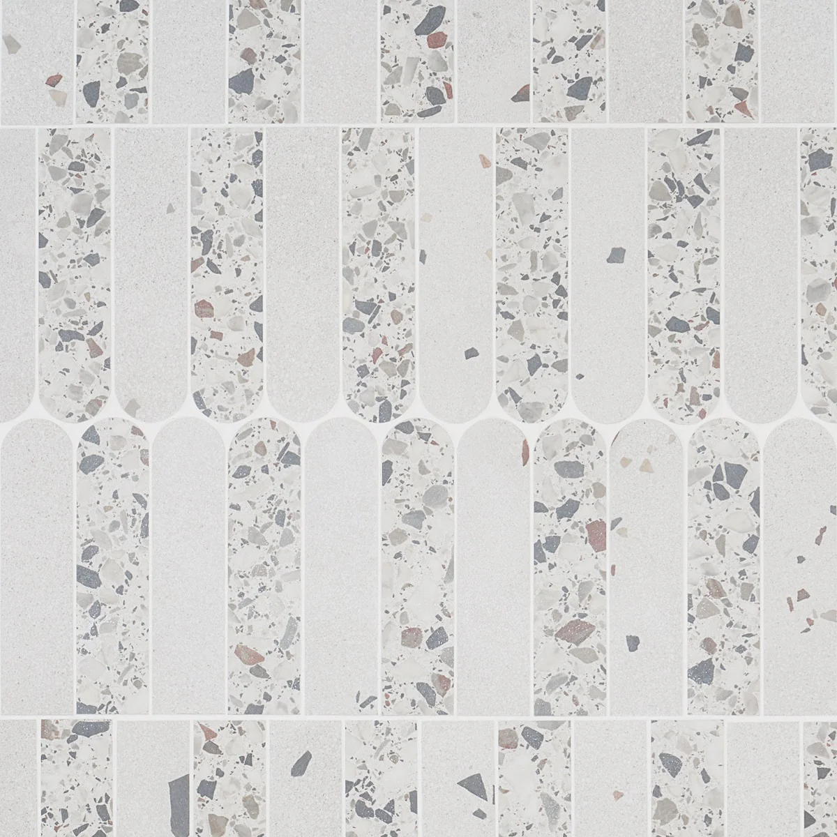 Kobe Fin Ice White Terrazzo Look Matte Porcelain Mosaic Tile - Image 6