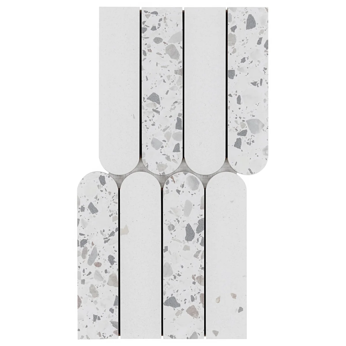 Kobe Fin Ice White Terrazzo Look Matte Porcelain Mosaic Tile - Image 7