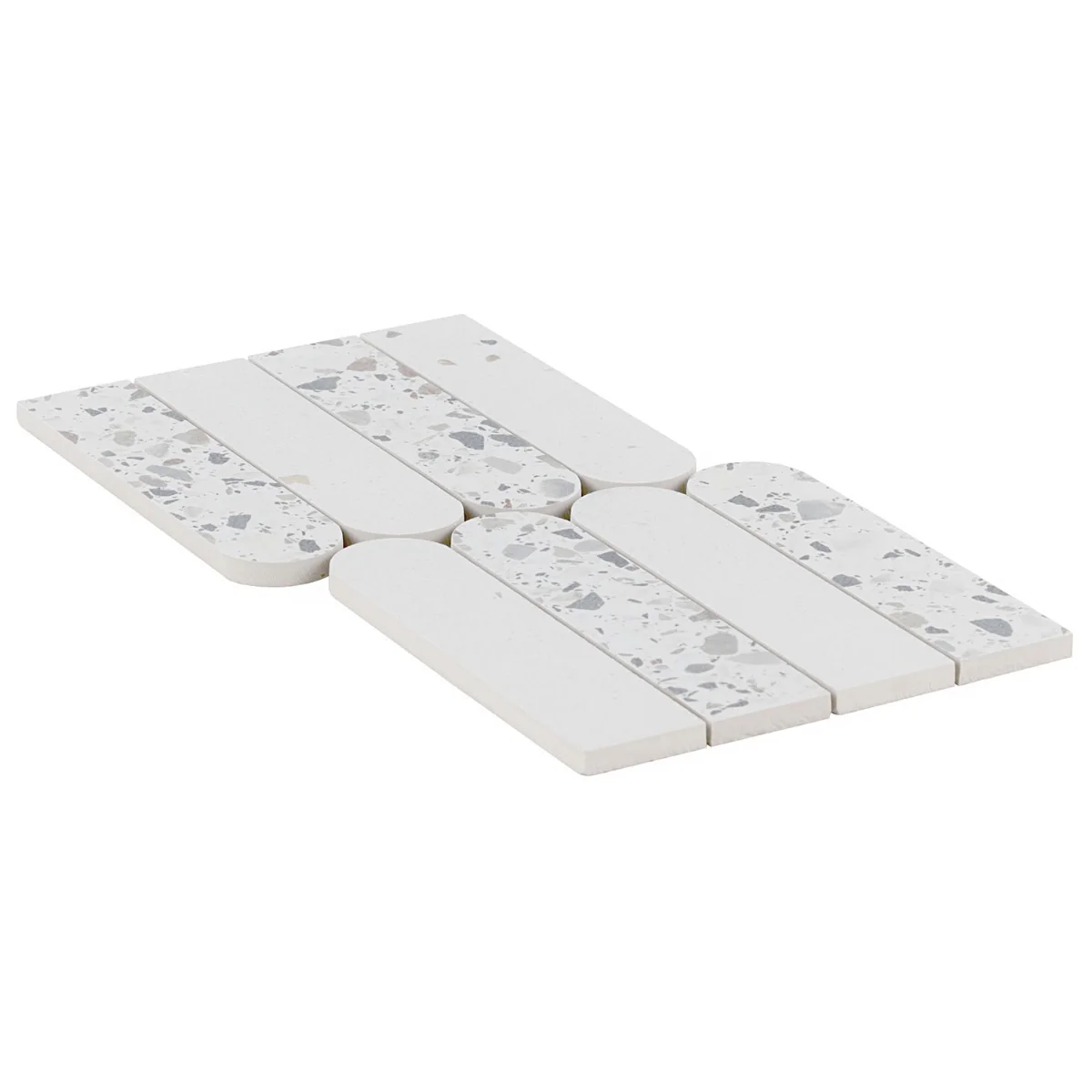 Kobe Fin Ice White Terrazzo Look Matte Porcelain Mosaic Tile - Image 8