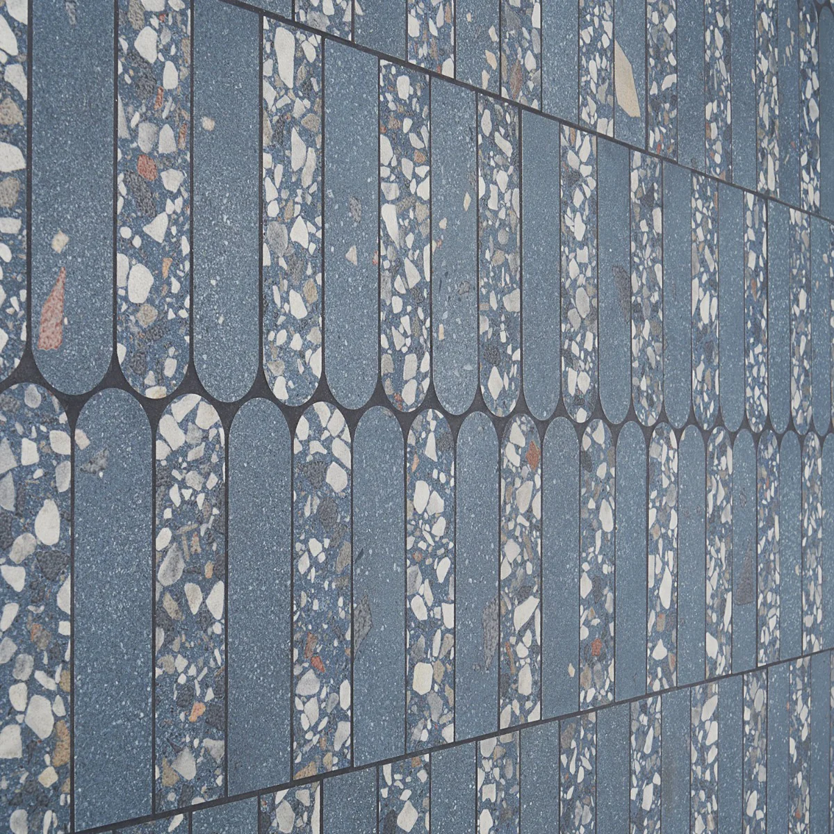 Kobe Fin Ocean Blue Terrazzo Look Matte Porcelain Mosaic Tile - Lux Tile - Image 5