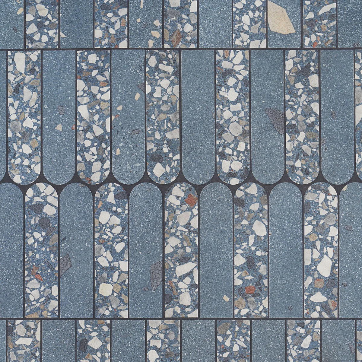 Kobe Fin Ocean Blue Terrazzo Look Matte Porcelain Mosaic Tile - Lux Tile - Image 6