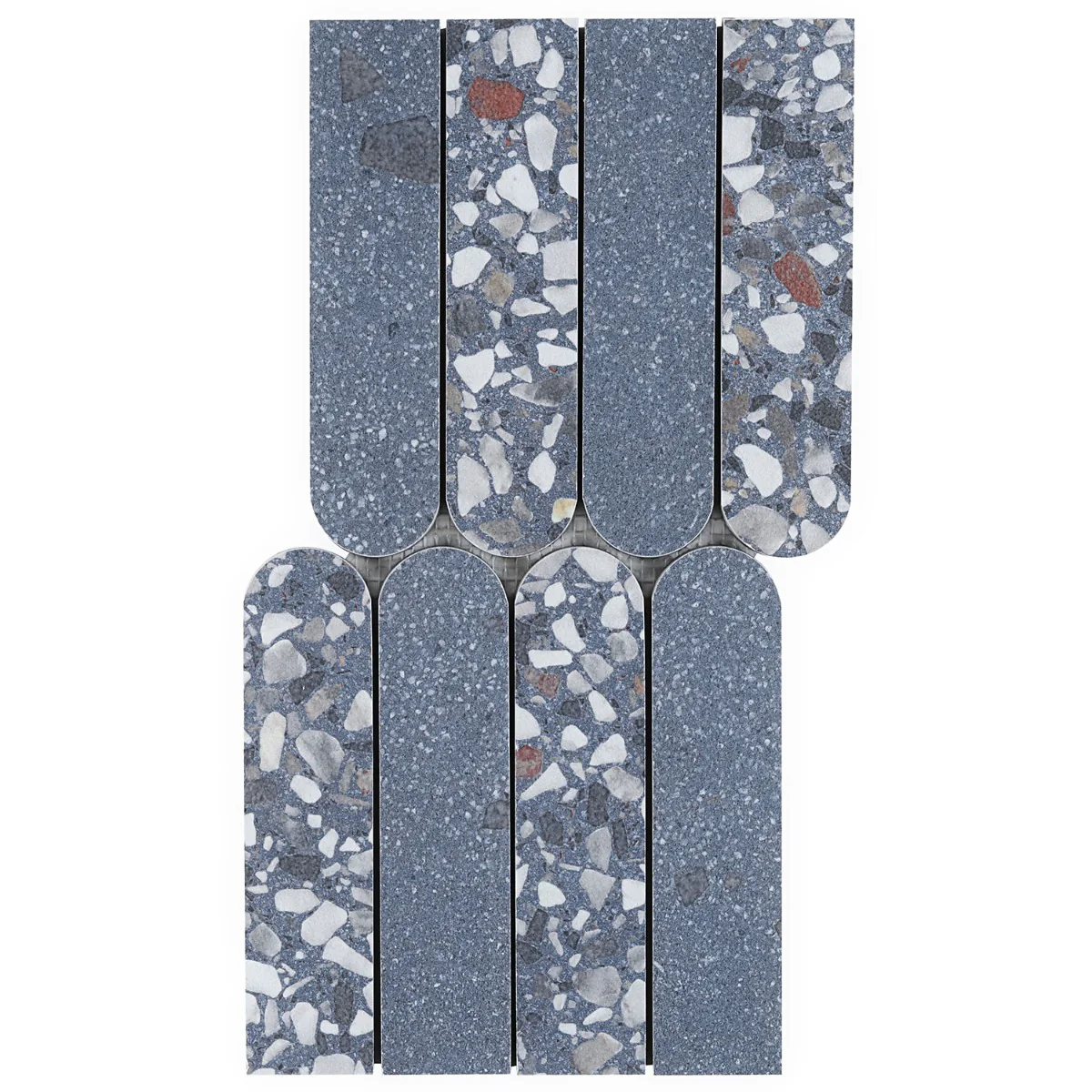 Kobe Fin Ocean Blue Terrazzo Look Matte Porcelain Mosaic Tile - Lux Tile - Image 7