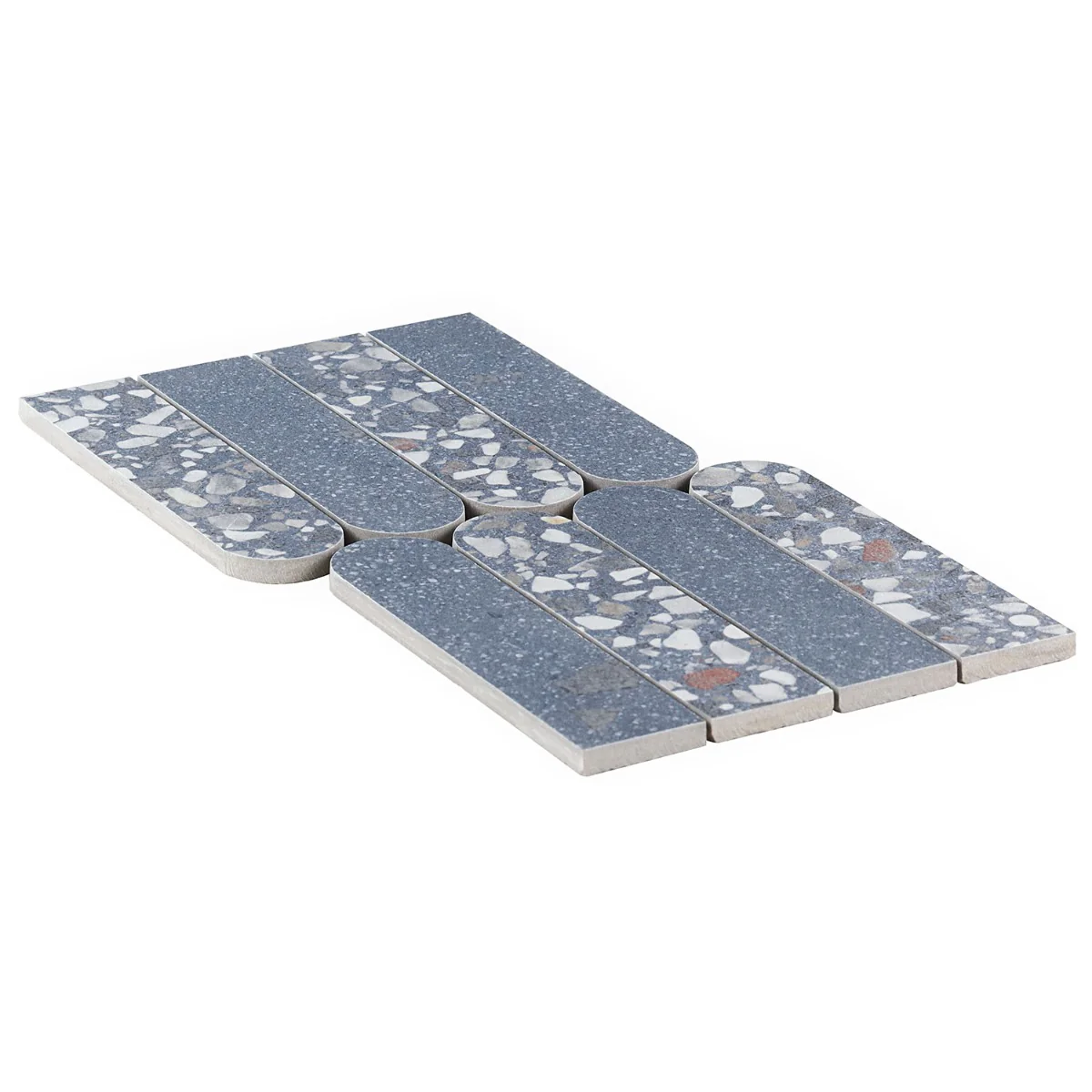 Kobe Fin Ocean Blue Terrazzo Look Matte Porcelain Mosaic Tile - Lux Tile - Image 8