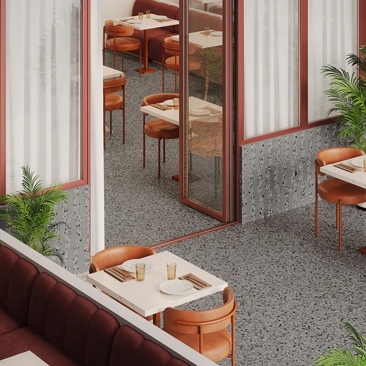 Kobe Flakes Charcoal Gray 24x24 Terrazzo Look Matte Porcelain Tile - Image 2
