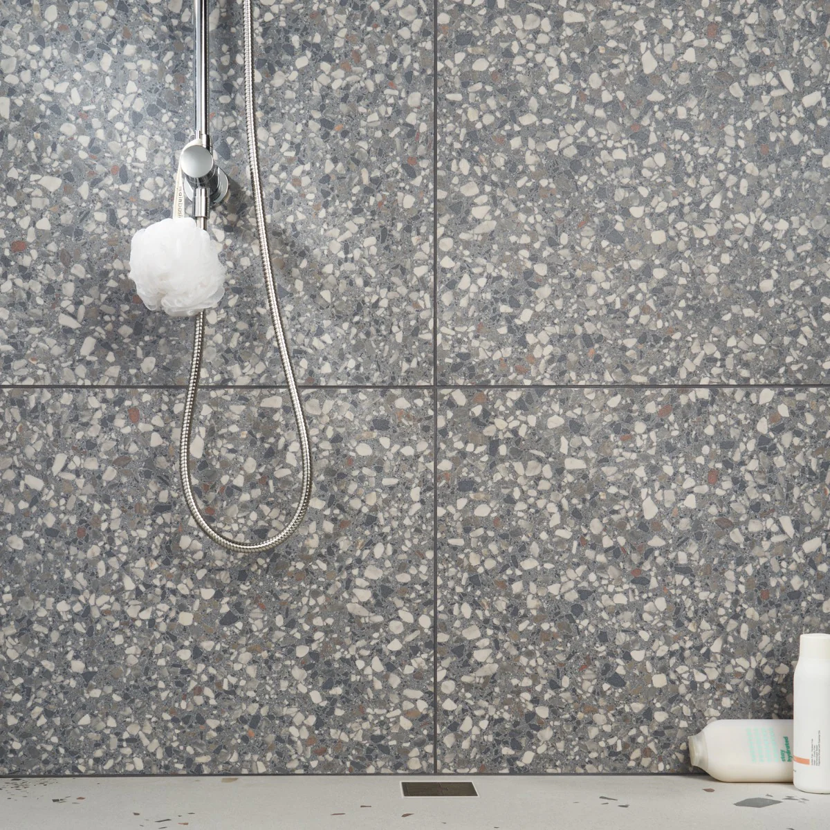 Kobe Flakes Charcoal Gray 24x24 Terrazzo Look Matte Porcelain Tile - Image 5