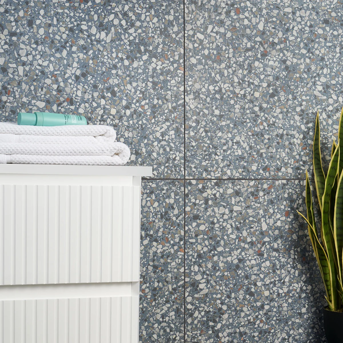 Kobe Flakes Ocean Blue 24x24 Terrazzo Look Matte Porcelain Tile - Lux Tile - Image 5