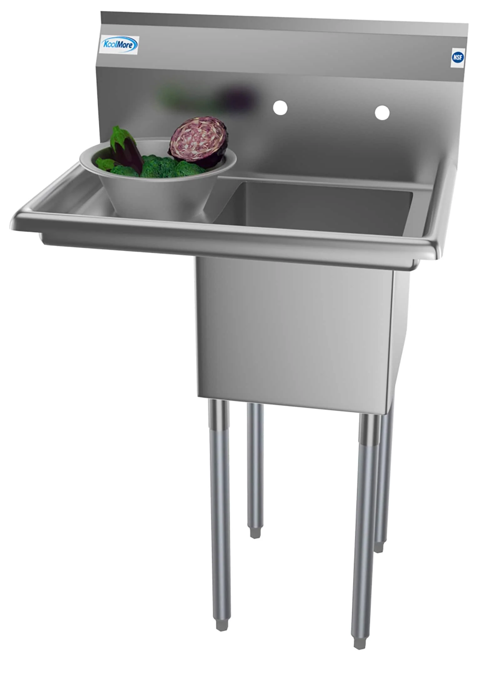 KoolMore 22x29in Stainless Steel Freestanding Utility Tub with Drain