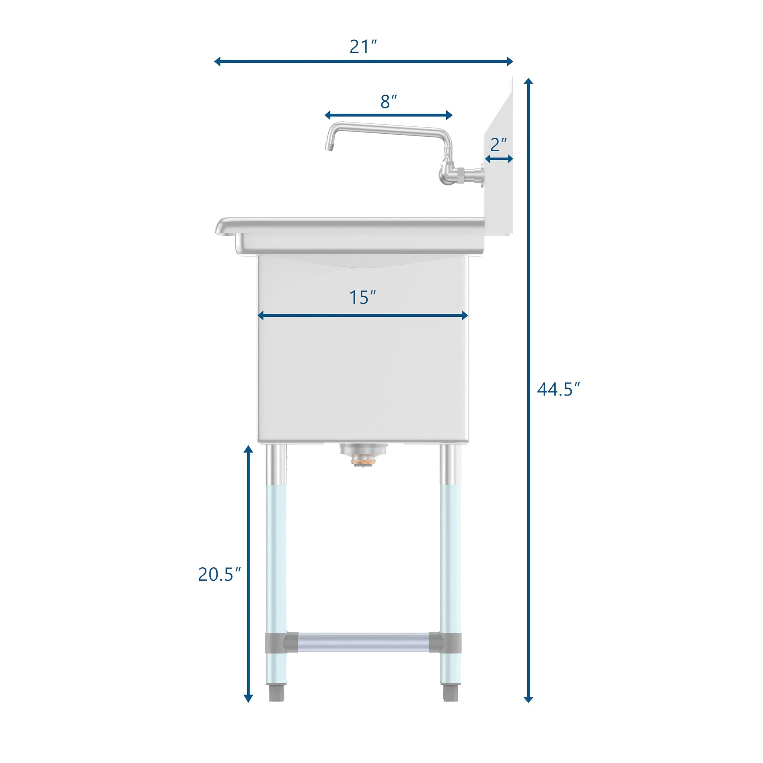KoolMore Stainless Steel 1-Basin Freestanding Utility Tub with Faucet - Image 10