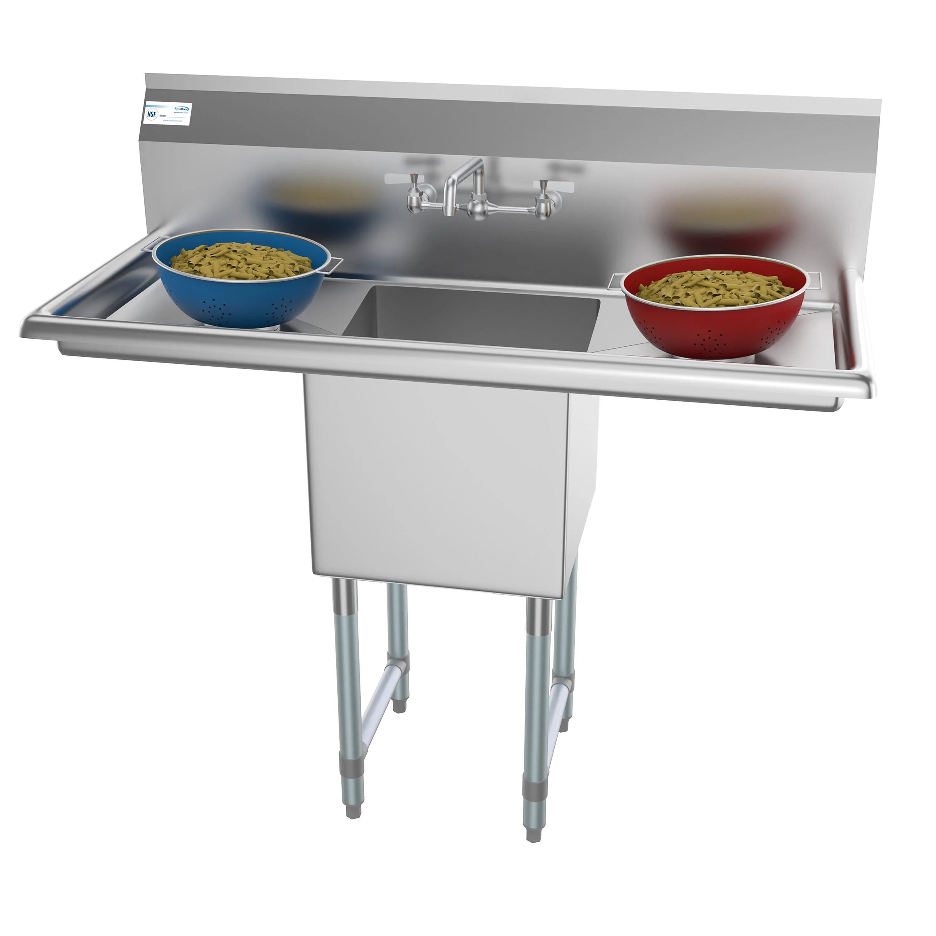 KoolMore Stainless Steel 1-Basin Freestanding Utility Tub with Faucet - Image 4