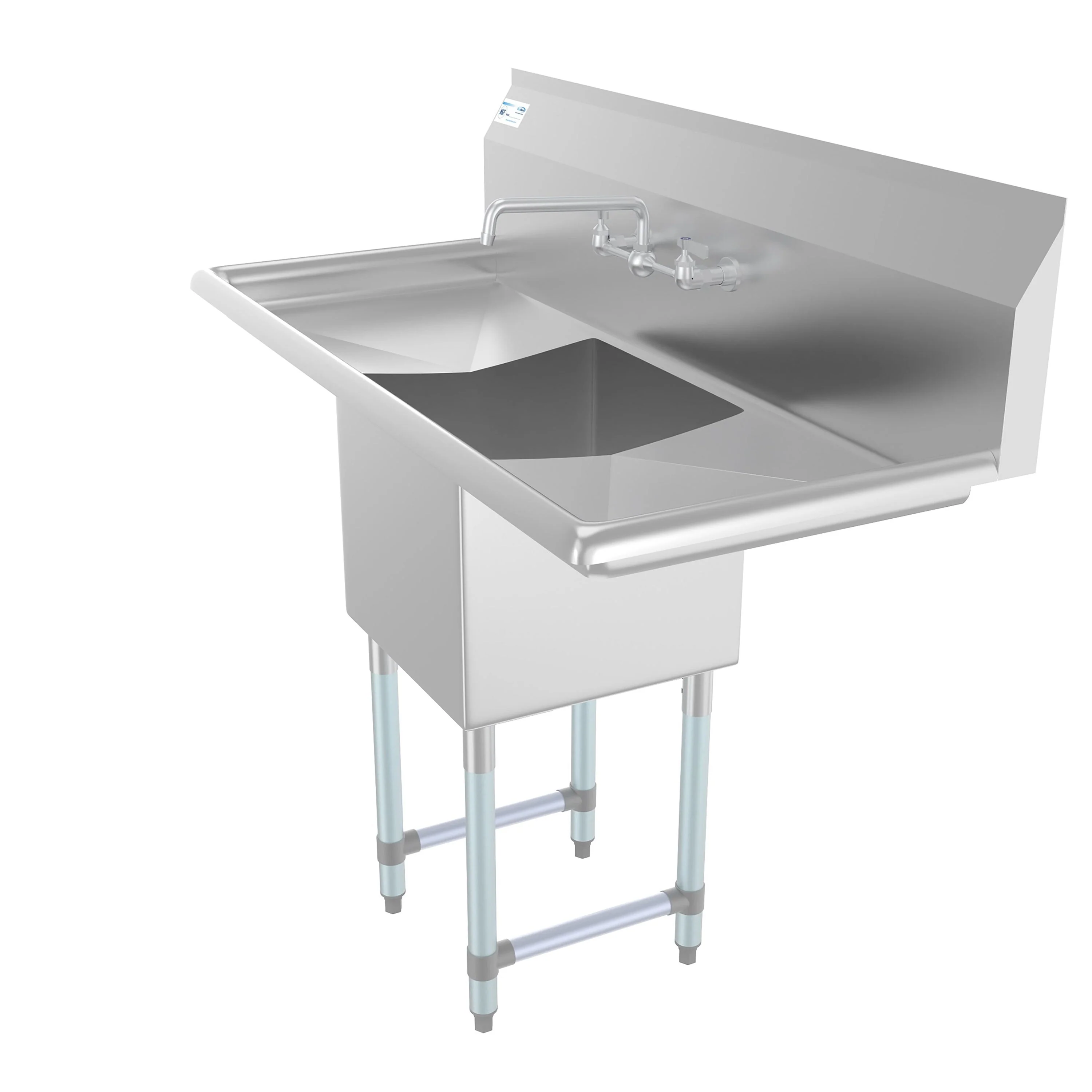 KoolMore Stainless Steel 1-Basin Freestanding Utility Tub with Faucet - Image 9